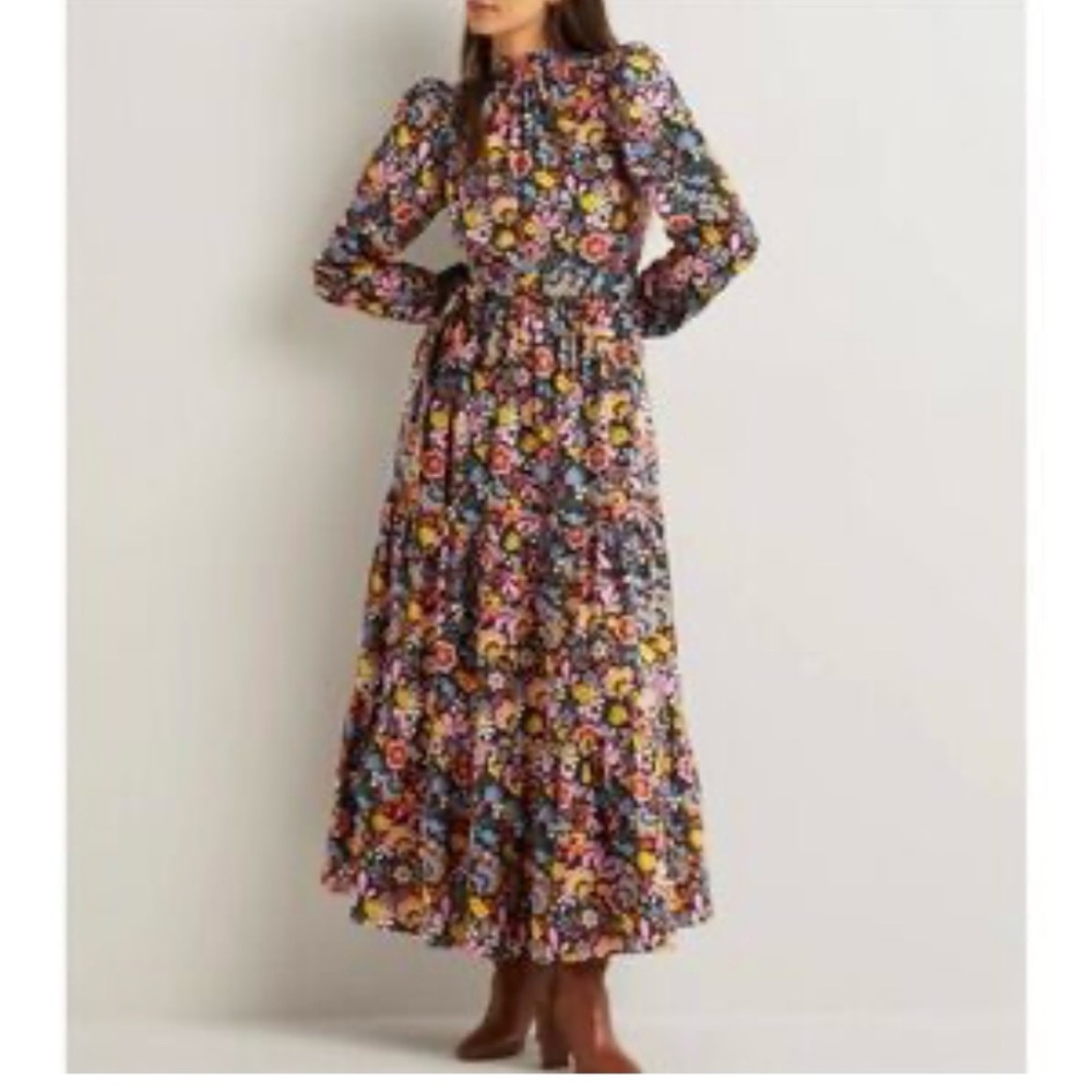 Boden Long Sleeve Floral Dress - Multicolor